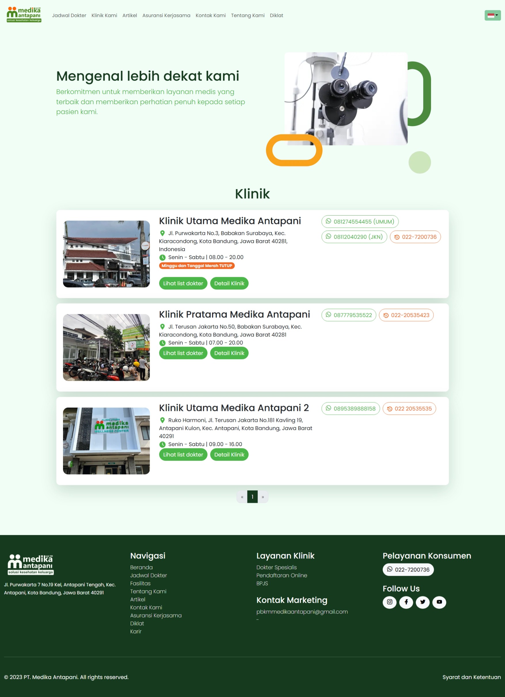 Medika Antapani Clinic Website